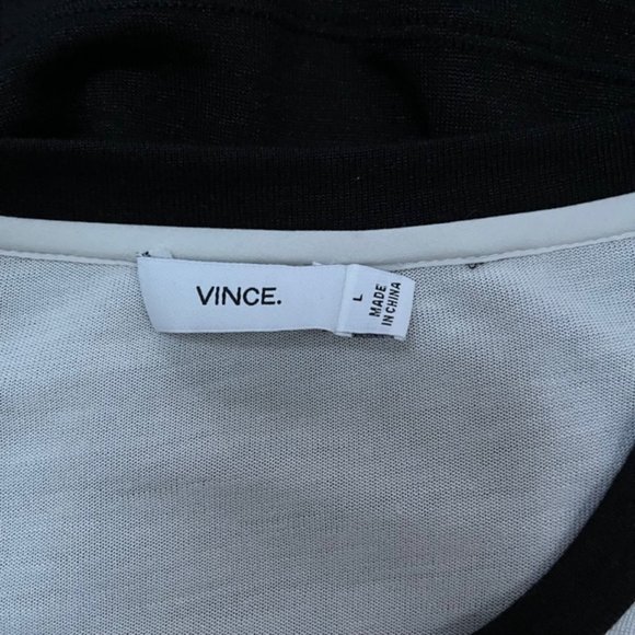 VINCE Color Block Navy/Black/White Long Sleeve Top L - Picture 5 of 6